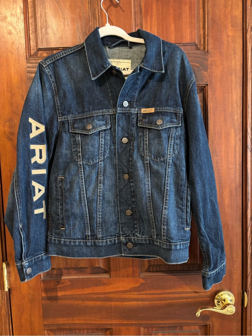 Ariat Dark Blue Denim Kids Jacket with Sleeve Logo